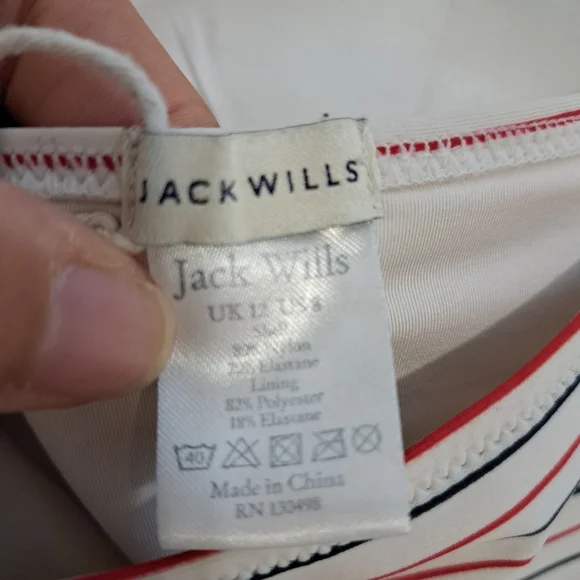 ✨ Jack Wills Striped Cutout One Piece Swimsuit Size 8 (Ref 18) - Picture 2 of 10